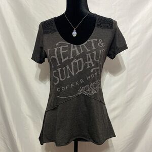 Scrapbook Women's Dark Charcoal Graphic Scoop Neck Tee